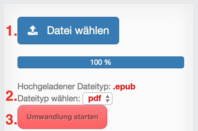 Anleitung EPUB Dateien online in PDF konvertieren